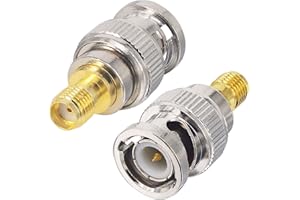BOOBRIE 2-Pack SMA Female to BNC Male Adapter SMA to BNC Connector BNC to SMA Plug RF Coaxial Adapter Male Female Coax Connec