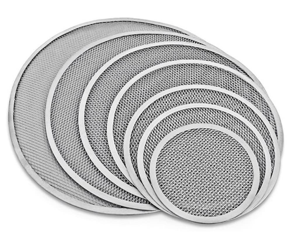 RANGKALA Pizza Screen Mesh Baking Tray Aluminum Non Stick Pan with Holes, Seamless Rim, Net Bakeware Kitchen Tool for Oven (12 Inch)