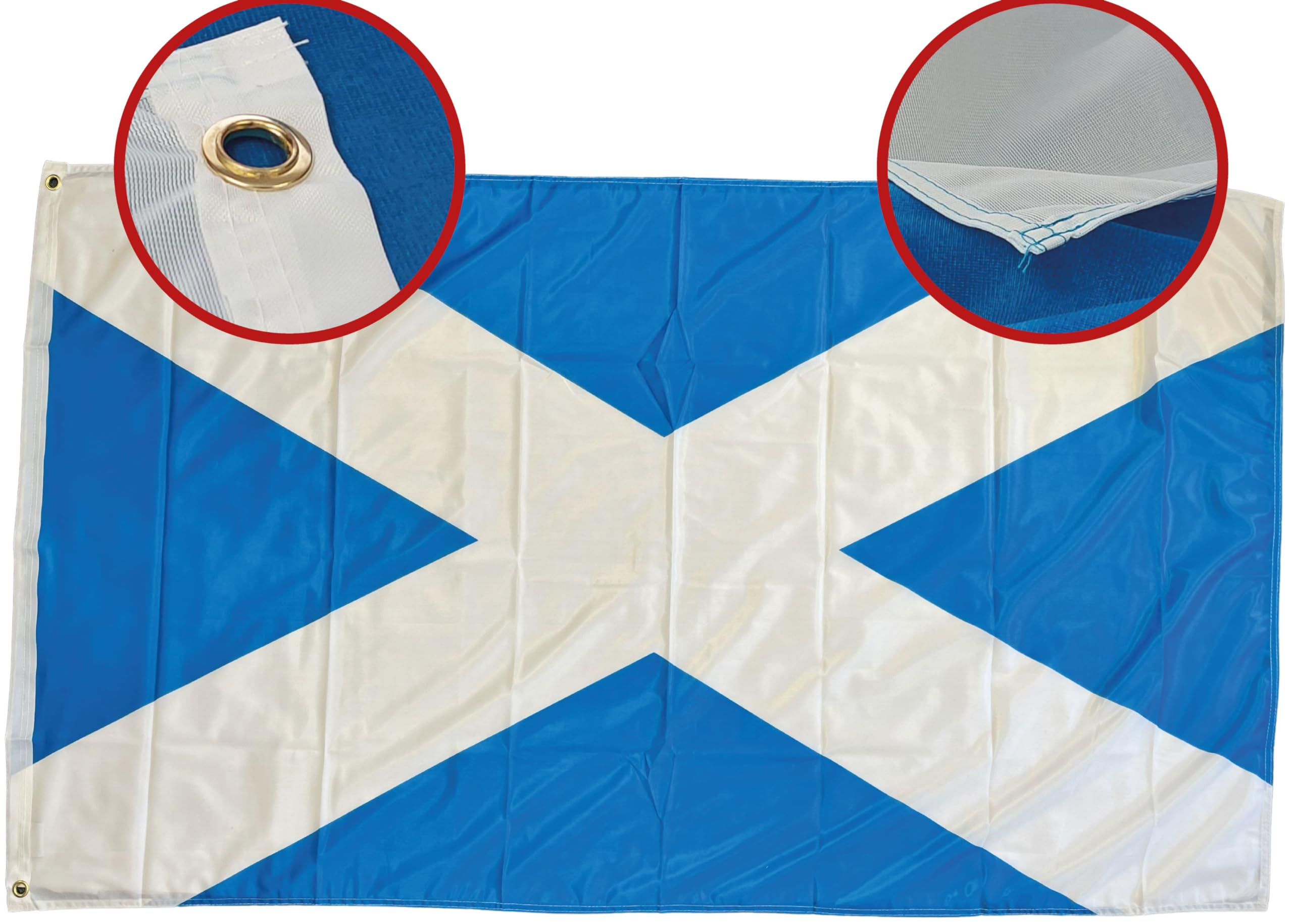 NWFlags Scotland Flag 5ft x 3ft | Outdoor Heavy 110d Knitted Polyester | 5x3 St Andrew's Cross Saltire Heavy Duty Strong Flag for Garden Flagpole with 2 metal eyelets