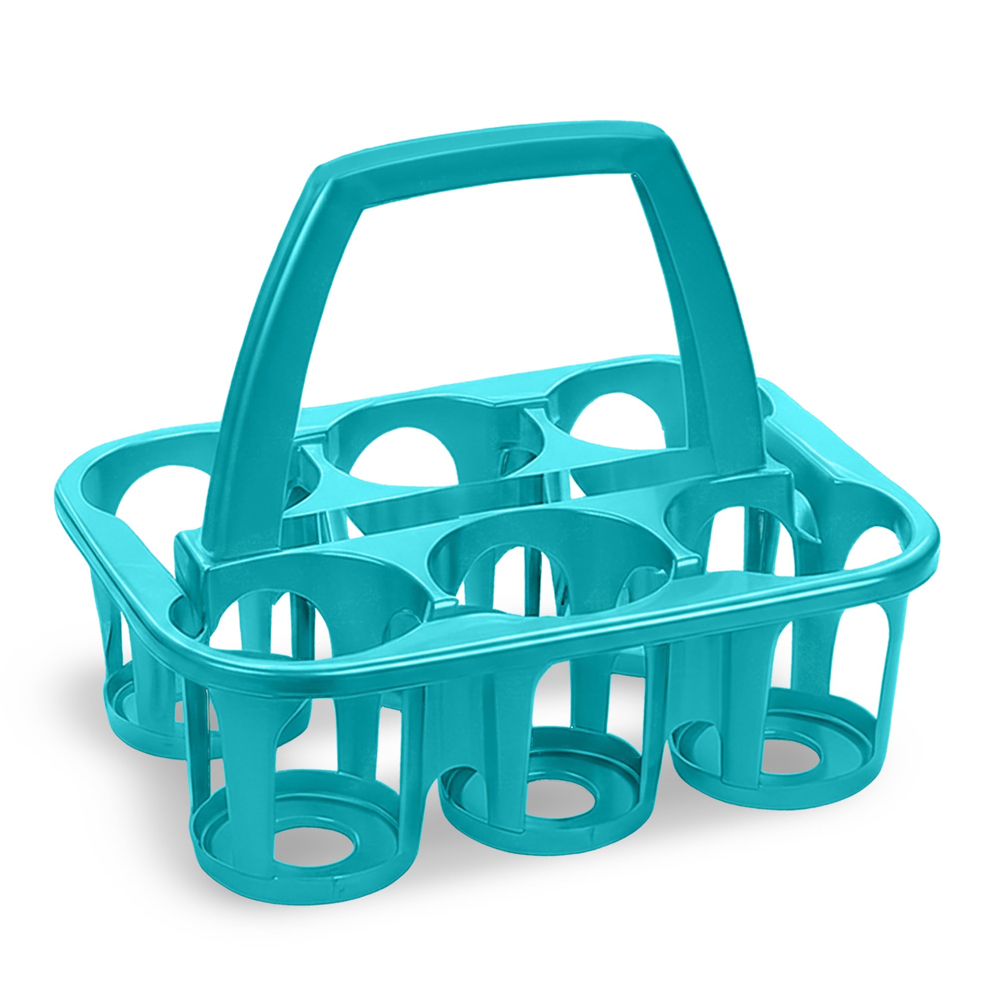 PLASTIFIC 6 x Plastic Beer Garden Glass Collector Carrier Milk Bottle Holder eer Carrier with Handle Bottle Holder for Bar, Outdoor, Picnic, Party (Turquoise) โ image 1
