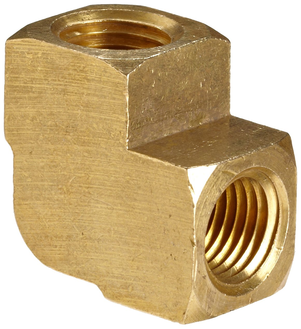 Anderson Metals Brass Pipe Fitting, Barstock 90 Degree Elbow, 1/4" x 1/4" Female Pipe