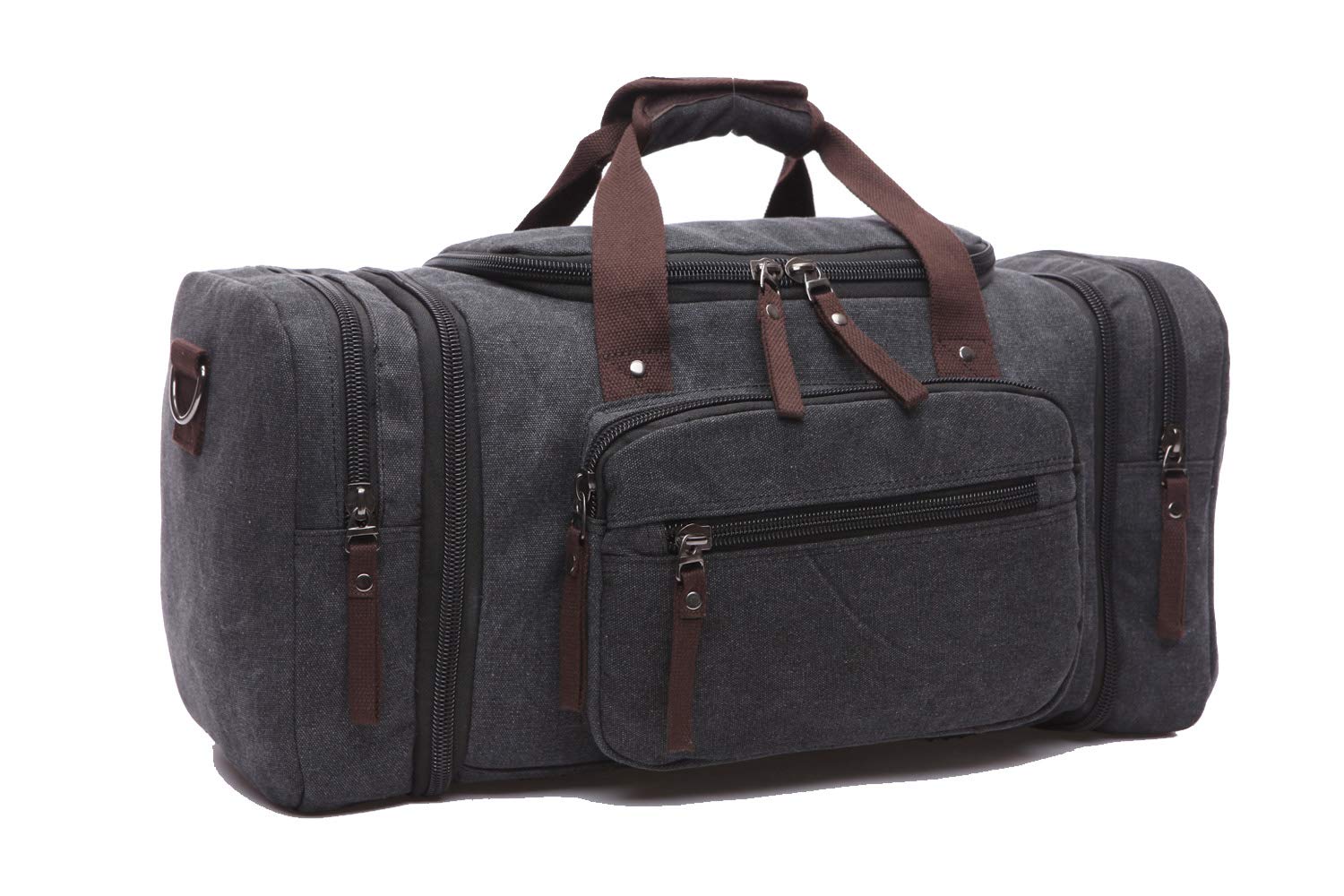 Duffle Bag, Unisex Canvas Holdall, Large Travel Duffles Travel Carry On Duffle Bags Overnight Weekend Weekender Bag Travel Tote for Men and Women Black