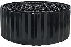 Quibbay Corrugated Metal Garden Edging, 4"×100Ft Landscape Edging Border for Lawn, Flower Bed and Garden, Flexible Lawn Edging for DIY Tree Surrounds Borders and Landscaping, Black