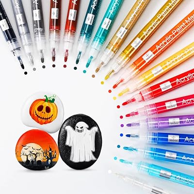 Mitoymia 18 Colors Acrylic Paint Pens Markers for Rock Glass Wood Craft