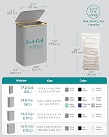 SONGMICS 130L 2-Section Laundry Hamper with Lid Dove Grey LCB513G01 view 6