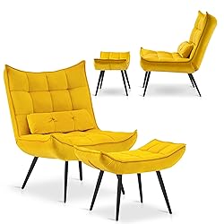 MCombo Accent Chair with Ottoman, Modern Velvet