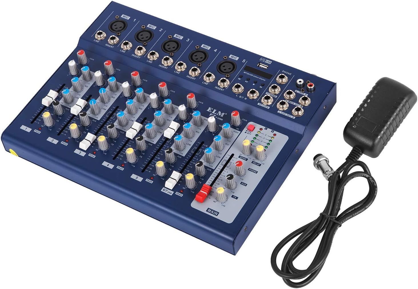 VEVOR 7 Channel Audio Mixer with 48V Phantom Power Mixing