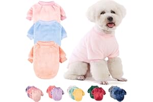 FabriCastle Dog Sweater, Pack of 3, Dog Clothes, Dog Coat, Dog Jacket for Small or Medium Dogs Boy or Girl, Ultra Soft and Warm Cat Pet Sweaters (Ballet Pink,SkyBlue,Peach, Medium)