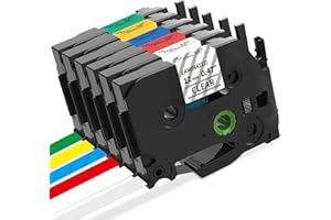 COLORTY TZe-231 12mm 0.47 Label Tape Replacement for Brother P Touch Label Maker Tape TZe Laminated TZe-131 TZe-231 TZe-431 TZe-531 TZe-631 TZe-731 for PT-D210 PT-D200 PT-H100 H110 D400 P300BT, 6 Pack