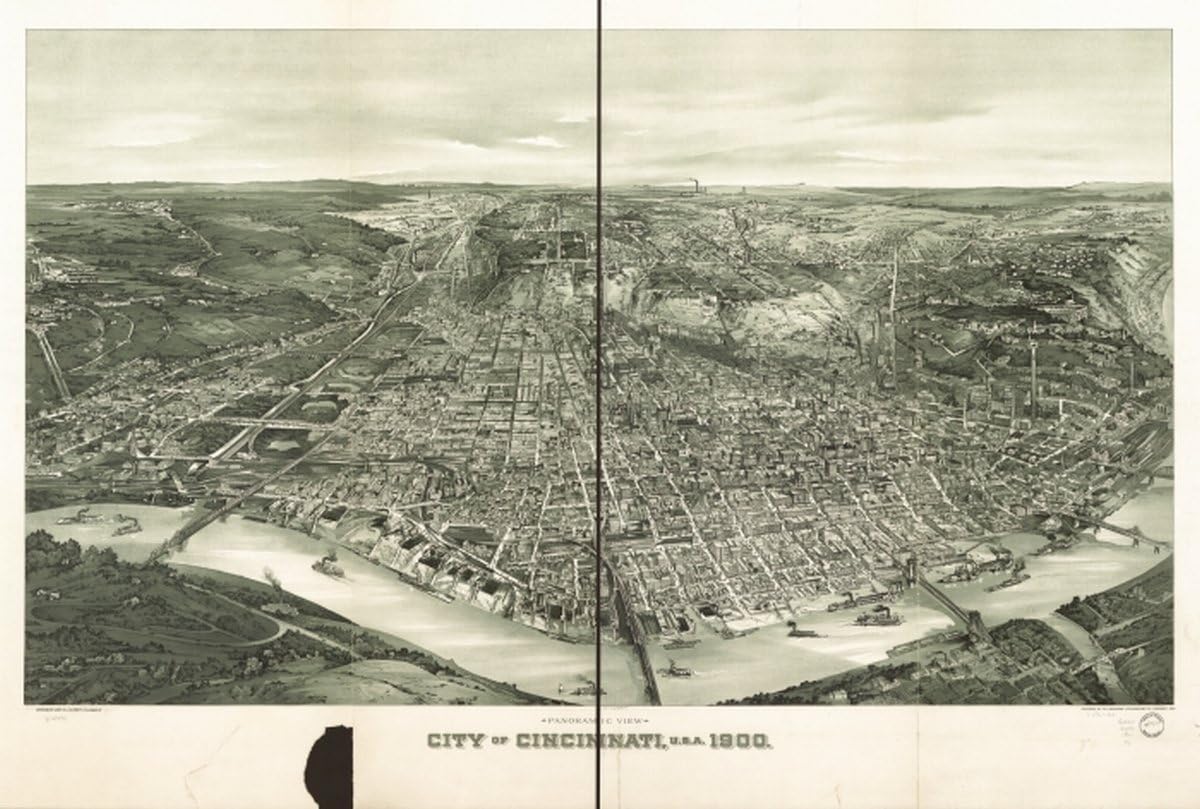 Amazon Com Infinite Photographs 1899 Map Of Cincinnati Ohio Panoramic View City Of Cincinnati U S A 1900 By Posters Prints