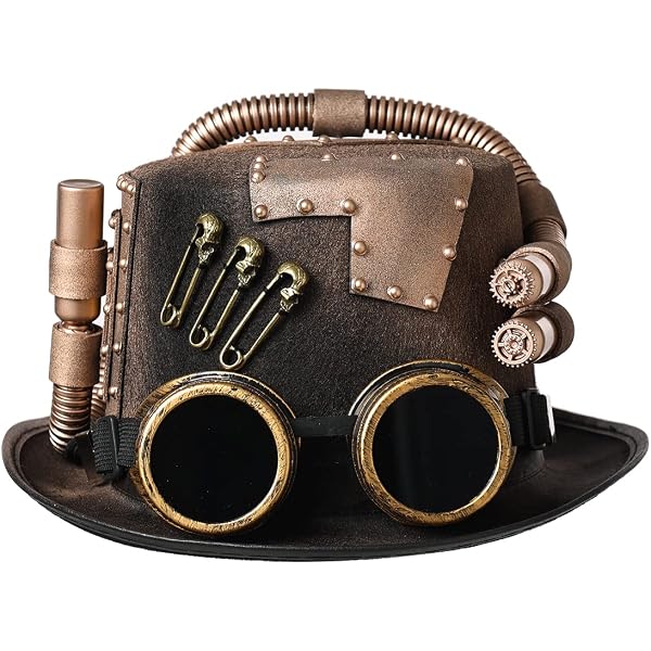 Chapeau Steampunk Haut De Forme En Cuir PU - Cosplay, Fête Déguisée, Style Vintage Homme - Taille Unique