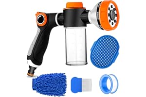 YCCOKJJ Upgrade Dog Washing Hose Attachment Soap Dispenser, Dog Wash Hose Attachment with Pet Bath Brush Car Wash Mitt and Dog Comb for Showering Pet (Hose Not Include)