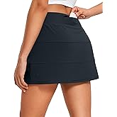 CRZ YOGA High Waisted A line Golf Skirts for Women - Mini Lined Tennis Casual Work Skorts with 3 Pockets