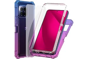 Ailiber for TMobile REVVL 7 Pro 5G Phone Case, T-Mobile Metro REVVL 7 Pro Case with Screen Protector, Dual Layer Protection, Shockproof Corners TPU Bumper Silicone Durable Cover-Blue Pink
