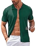 COOFANDY Men's Knit Button Down Shirt Vintage Short