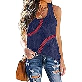 Baseball Tanks Top Women Cute Funny Baseball Graphic Vest Summer Racerback Sleeveless Shirt Baseball Match Gifts Shirt