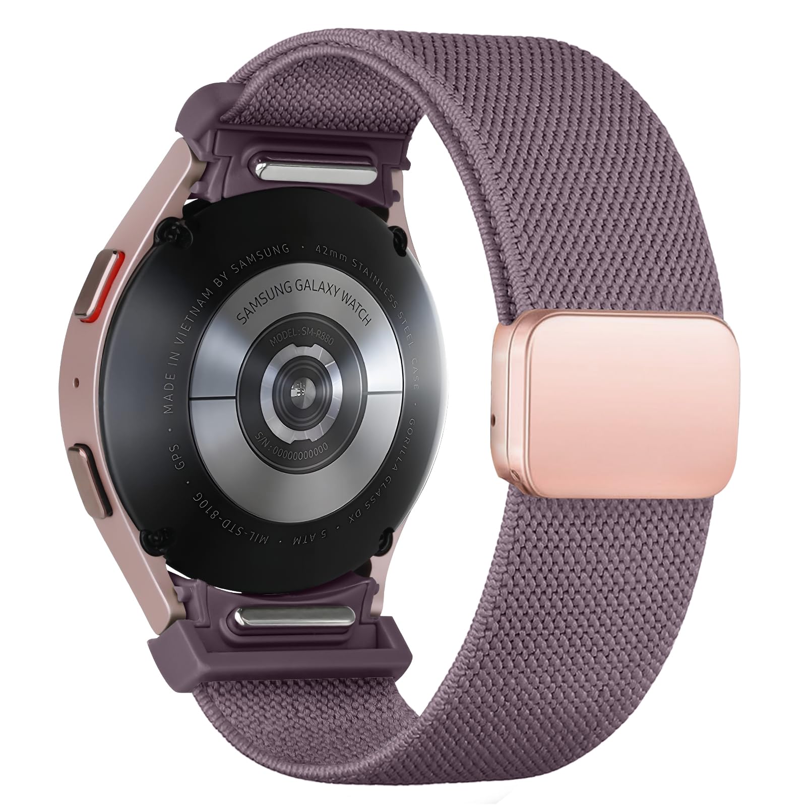 One Click Fabric Bands for Samsung Galaxy Watch 7 6 Band 5/4/FE 40mm 44mm/Galaxy Watch 6 Classic 43mm 47mm/5 Pro 45mm/4 Classic 42mm 46mm,Magnetic Elastic No Gap Wristband Stretchy Nylon Sport Strap