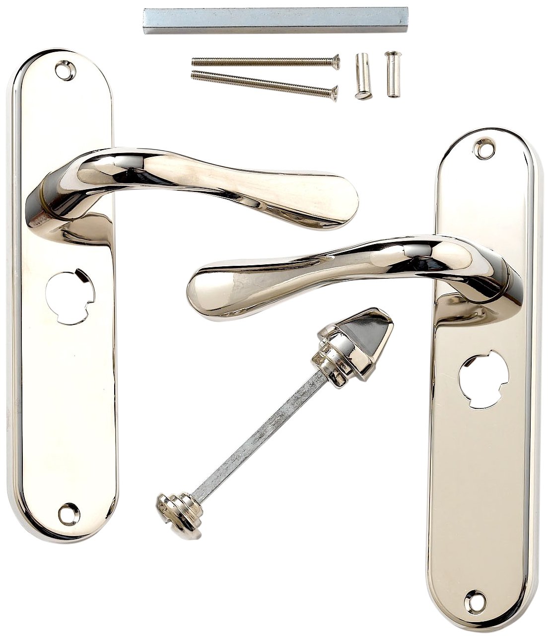 Merriway BH01294 Richmond Door Handle-Polished Nickel Privacy