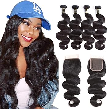 Amazon Com Puddinghair Body Wave 4 Bundle With Closure Brazilian