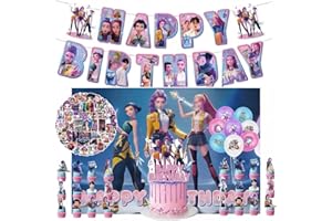 ZQAOFKC Birthday Decorations Set, Theme Party Supplies with Happy Birthday Banner Supplies Decorations Letter Balloons for School Classroom Decor, Fan Meeting Christmas Gift (98Pcs）