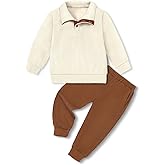 YUEMION Toddler Boy Clothes 2PCS Fall Winter Baby Boy Outfit Long Sleeve Solid Sweatshirt +Pants Sweatsuit Clothing Set 1-5T