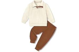 YUEMION Toddler Boy Clothes 2PCS Fall Winter Baby Boy Outfit Long Sleeve Solid Sweatshirt +Pants Sweatsuit Clothing Set 1-5T