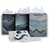 CutieKeeLoo 3 Pack Gift Bags Set with Envelopes, Cards & Tissue Paper - 7.1"x9.4"x4" Reusable Gift Packaging for Father’s Day, Birthdays, Valentine's Day and Business