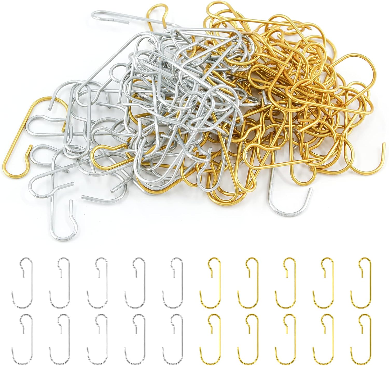 Ornament Hooks - BokWin 120 Pcs Mini Ornament Hooks,1.18 Inch Decorative Ornament Hangers with Storage Box,Bendable Wire Ornament Hooks for Christmas Tree Farmhouse Party Decoration(Gold&Silver)