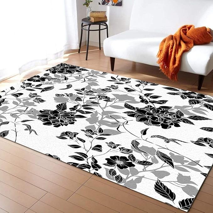 Black and White Floral, Flowers Texture