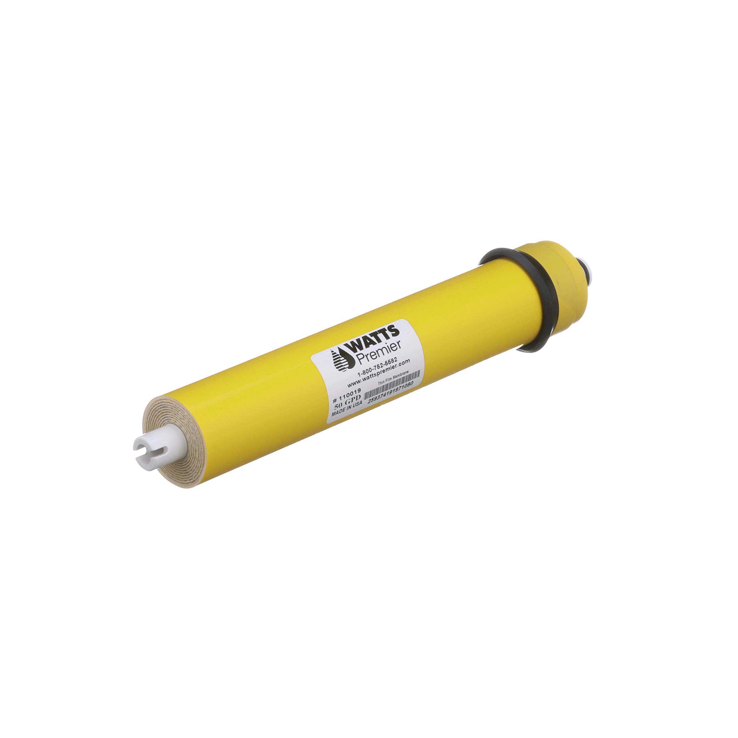 Watts Premier RO Water Filter 50 GPD (Gallons Per Day) Semi-Permeable Membrane Replacement for Premier Standard Reverse Osmosis System, Yellow, Built-In Check Valve, 1.8