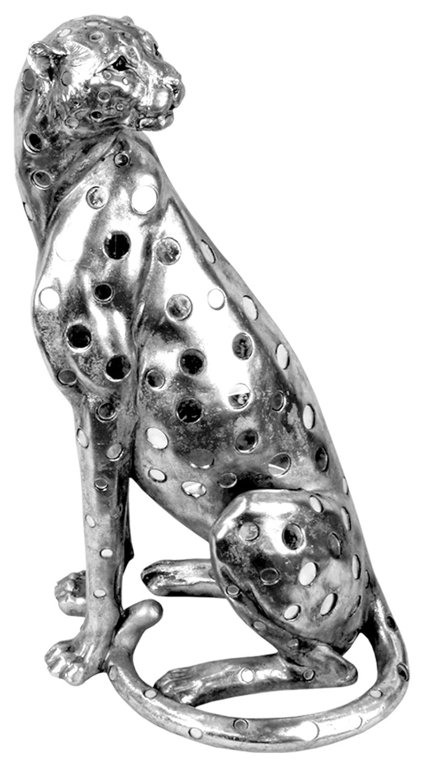 Turn head leopard sculture silver dots
