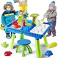 TERRAMUS Winter Snow Table for Toddlers 1-3 3-5, Kids Large Sensory Table 37PCS Splash Sand & Snow Toys Accessories Outdoor Activity Toy on Beach Backyard for Kids Toddler Boys Girls Age 3+