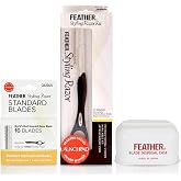 Feather Standard Styling Razor Kit, Ergonomic 7.25 Inch Black Razor Handle | Black Handle, 11 Guarded Blades &amp; Metal Blade Disposal Case, Japanese Stainless Steel, #1 Razor Cutting Kit, Made in Japan
