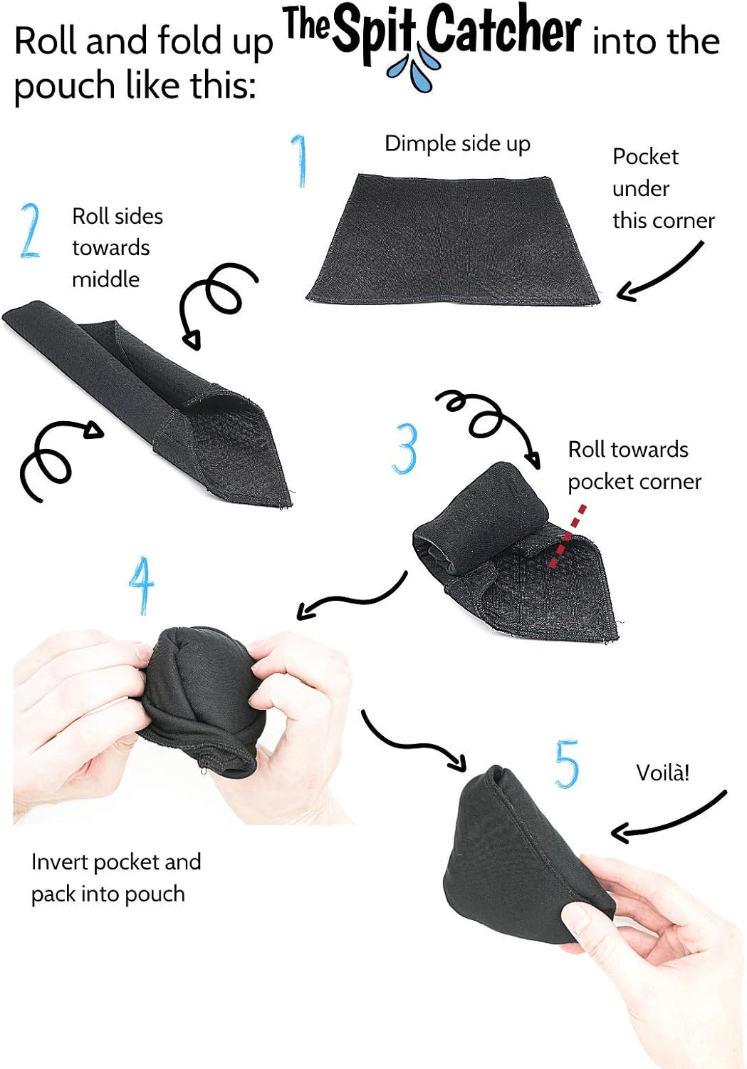 The Spit Catcher - For Brass/Wind Instruments, Ultra-Absorbent and Leakproof, Multi-layered Cloth/Pad to Empty Your Spit, Self-Packing… (Single): Musical Instruments