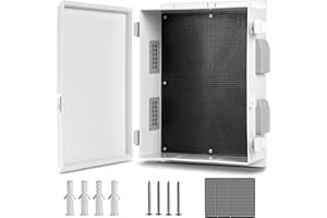 CQENPR Outdoor Waterproof Electrical Junction Box, ABS Water Resistant Enclosure with Internal Mounting Panel & Hinged Cover (15.7"H* 11"L* 5.9"W)