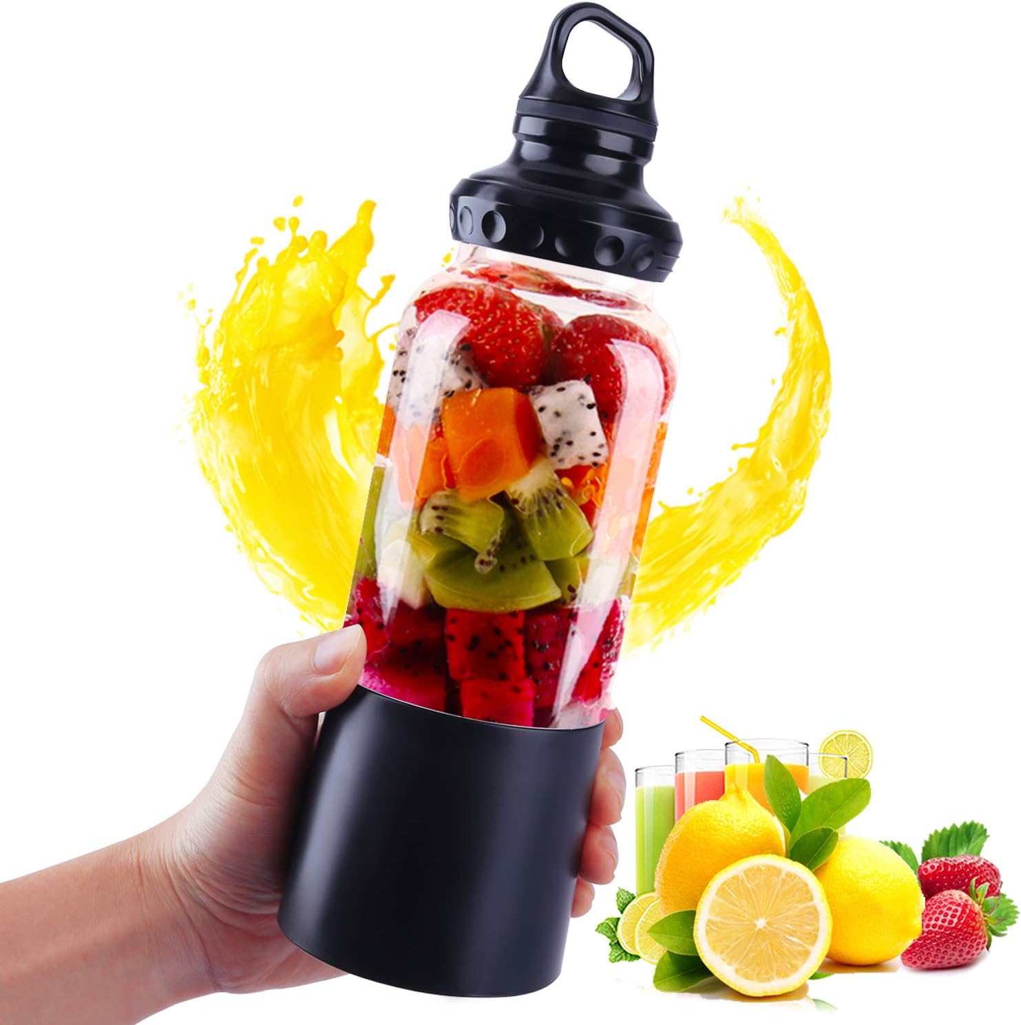 AUTOPDR Ultra sharp Portable blender,500ML/16.9OZ USB Electric Safety Juicer Kitchen Blenders 4000mAH Fruit Smoothie Juice Personal Mixer - Outdoor Travel Camping or Home Office