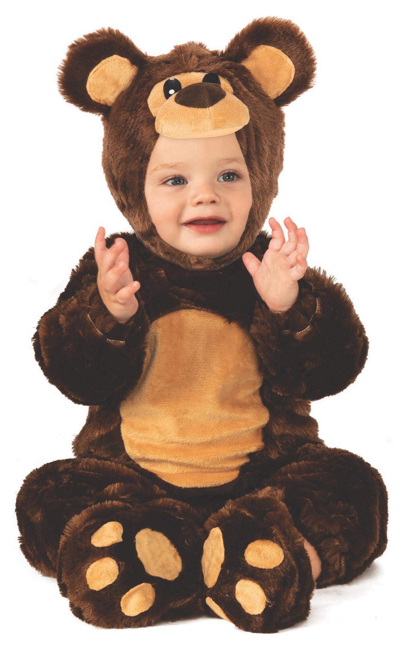 Rubies Original Teddy Bear Costume for Boys and Girls, Size 1-2 Years, Brown Jumpsuit with Hat, Halloween, Christmas, Carnival, Birthday