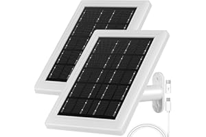 BOBUY Solar Panel for Security Camera, 5V USB Solar Panel Compatible with Eufy Cam 2C/2C Pro/E40/E20/2/2 Pro/E Camera WYZE Battery Cam Pro,16.4ft Charge Cable, IP65 Waterproof (2 Pack, White)