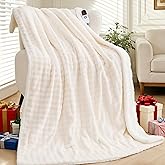 Heated Throw Blanket 50"x72", Electric Blanket with 3D Bubble-Shaped, Soft Flannel and Thickened Sherpa Fleece, 6 Heat Settings, 1-4H Timer, Couch Heated Blanket, Machine Washable, Gift, White