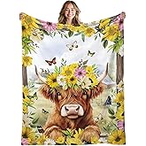Highland Cow Blanket for Women Men, Birthday Gift for Highland Cow Lovers, Soft Cow Blanket Gift for Boys Girls, Flannel Blankets for Couch, Sofa, Travel, Gifts for Christmas Thanksgiving Day 50x60