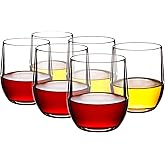 ZAINCA 14-ounce Plastic Stemless Wine Glasses, All Purpose Arcylic Glasses, set of 6 Clear Reusable Shatter-resistant Dishwasher Safe