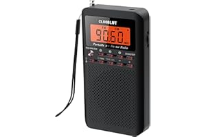 Shortwave Radio FM AM Transistor Powered AA Battery with Orange Key Backlight LCD Display Digital Alarm Clock Sleep Timer,Bes