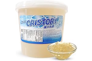 CRISTORY Original Flavor Jelly Boba Jar (7.27 lbs), Made with Konjac Powder, Pre-Sweetened and Ready To Serve, Gluten-Free & Fat-Free, Bubble Tea, Toppings for Beverages & Desserts