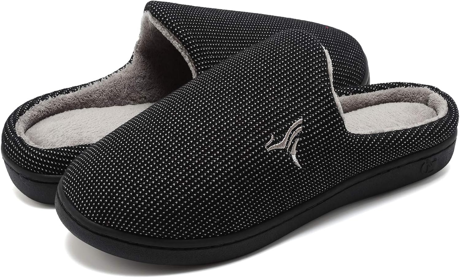 VIFUUR Hombre Zapatillas de casa Espuma de Memoria de Alta Densidad Cálido Interior Lana al Aire Libre Forro de Felpa Suela Antideslizante Zapatos