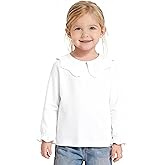 ZFZDRen 12M-12Y Toddler Baby Girls Ruffle Collar Blouse Kids Girl Solid Color T-Shirts Casual Tee Tops