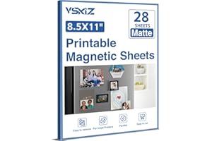 VSKIZ 28 Pcs Printable Magnetic Sheets 8.5x11 Inches Matte Magnet Paper Sheet Non Adhesive Magnetic Paper for Inkjet Printers, Flexible Magnet Photos for DIY Crafts
