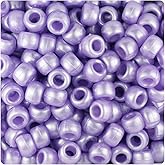 BeadTin Light Purple Pearl 9mm Barrel Plastic Pony Beads (500pcs)