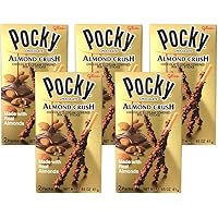 [ 5 Packs ] Pocky Chocolate Almond Crush Biscuit By Glico 1.45oz