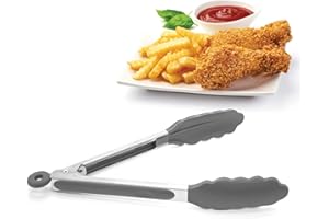 Starfrit Gourmet - 9" Silicone Tongs - Stainless Steel Handles - High Heat-Resistant Silicone