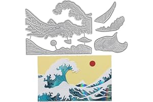 HGSALK Metal Sea Wave Lace Die Cuts, Ocean Cutting Die DIY Crafts Template Mould Stencils for DIY Embossing Card Making Album Decorative Paper Scrapbooking